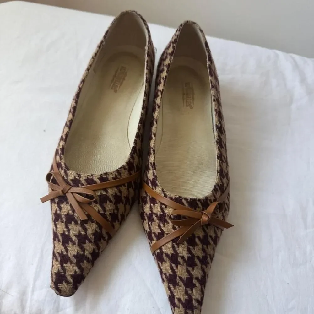 Vintage Y2K Seychelles Soft Style Houndstooth Bow Pumps – Size 6